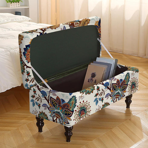 33) Eco-Ancheng Storage Ottoman Cover Rectangle Ottoman Slipcover Folding Storage Bench Cover Footrest Stool Slipcover