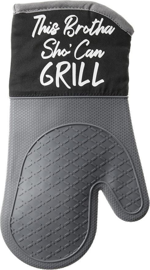 African American Expressions This Brotha Mitt Set | Oven Mitt 7"x13", Pot Holder 7"x9" Silicone Set