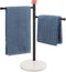 Hand Towel Holder, F-Shape Stand with Marble Base, Stainless Steel Swivel Rack for Bathroom Kitchen Countertop