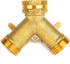 AuySier 2 Garden Hose Splitter Way Heavy Duty, Brass Faucet Adapter With Long Handle For Gardening Water Hose Shut Off