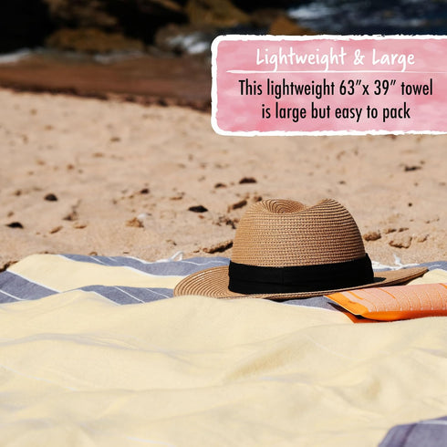 39x63in SUNSPUN LINENS Turkish Beach Towel, Extra Large Quick Dry Cotton Oversized Turkish Bath Towel & Blanket