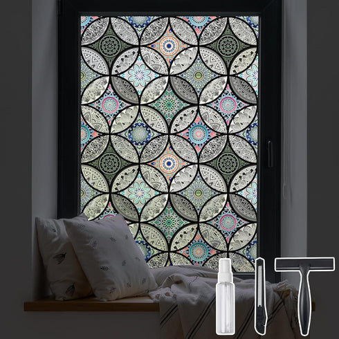 DKTIE Static Cling Decorative Window Film, Non-Adhesive Privacy Film with Installation Tools, 17.7 x 78.7 Inch