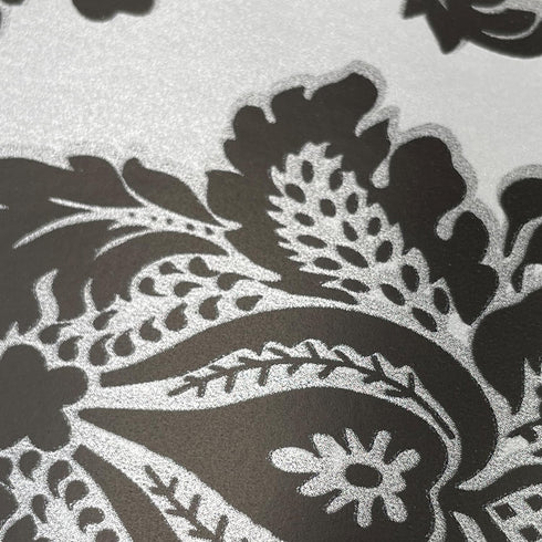 Yifely Retro Black Damask Furniture Paper Self-Adhesive Shelf Liner, Light Grey Table Decor Sticker