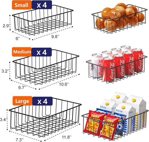 Joben Oligey 12 Pack Small Wire Storage Baskets for Organizing, Metal Bins for Kitchen, Bathroom, Pantry Organization