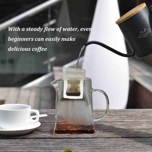 MERMOO YILAN Gooseneck Kettle - Black 350ml Stainless Steel Pour Over Coffee Kettle with Lid, Hand Drip Coffee Pot
