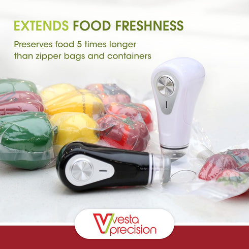 Vesta Precision Vacuum Sealer - Handheld Vac 'n Seal, Compact Design, Fast & Powerful, Extends Food Freshness