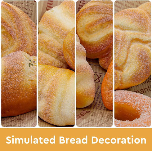 Funzhan 6pcs Artificial Bread Decoration Fake Bread Donut Baguette Croissant Display Models Realistic French Loaf