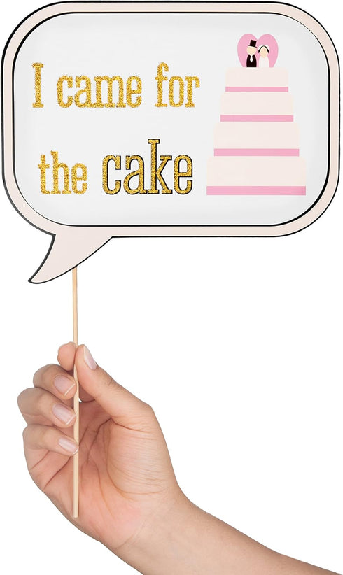 Wedding Photo Booth Props, 8 x 10-Inch Sign, 45 Adhesive Pads, 35 Wooden Sticks for Wedding Backdrop
