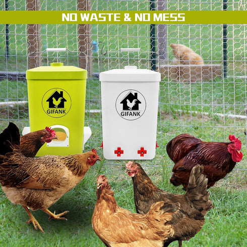 Set,3 Chicken Feeder and Waterer Gallon Automatic Chicken Feeder No Waste,Hanging Poultry Kit with Chicken Waterer