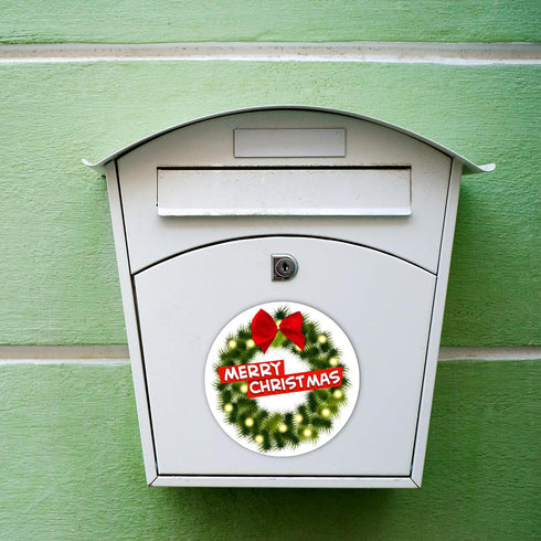 Merry Christmas Wreath Seasonal Magnet, Holiday Decoration for Refrigerator and Car, 5.5 Inches