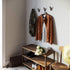 Walnut Wood Wall Coat Hook Rack, Set of 2 with Black Metal Hooks for Hanging Coats & Hats