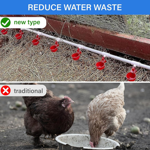 Set 304 Complete Pipeline Automatic Chicken Waterer System with PVC Pipeline and Stainless Steel Hose, Chicken Water