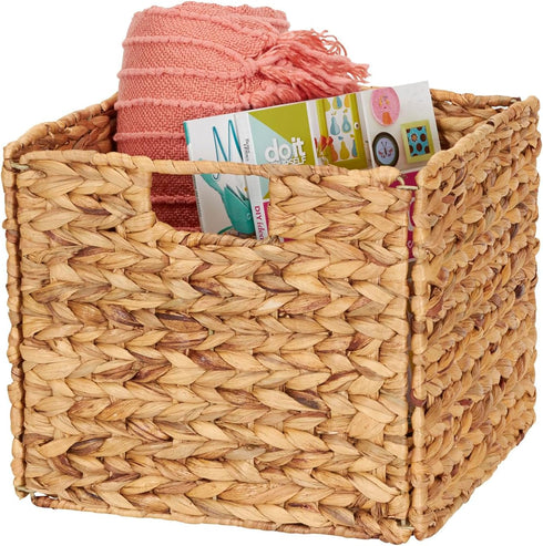 Household Essentials Foldable Wicker Storage Bin, Water Hyacinth, Sturdy Steel Frame, Handwoven and Decorative, Durable