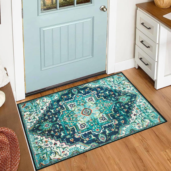 Vintage Soft Boho Area Rug 2x3 Washable, Non-Slip/Non-Shedding Print Carpet for Living Room, Dining Room, Bedroom -