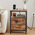 2 OLIXIS Nightstand with Charging Station, Bedside Table with USB Ports & Type-C, Fabric Drawers Night Stand with Open