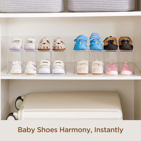 Closet 4 Organizer(2 Pack) HBlife Clear Acrylic Kids Shoe Rack for Organizers and Storage, Small Shoe Rack Sections