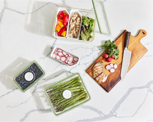 IDESIGN Large Tall Clear Produce Storage Bin with 3 Movable Dividers, The Fresh Collection – 7.85” L x 10.5” W