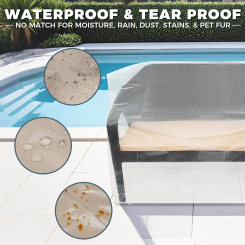 Storage Standard 2-Pack 58" 28" 52.5" Patio Loveseat Bench Cover - Reusable & Heavy-Duty Clear Plastic Outdoor Patio