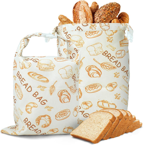 2 Pack Bread Bags For Homemade Bread,Cotton Beeswax Bread Bags For Sourdough,Waxed,Reusable