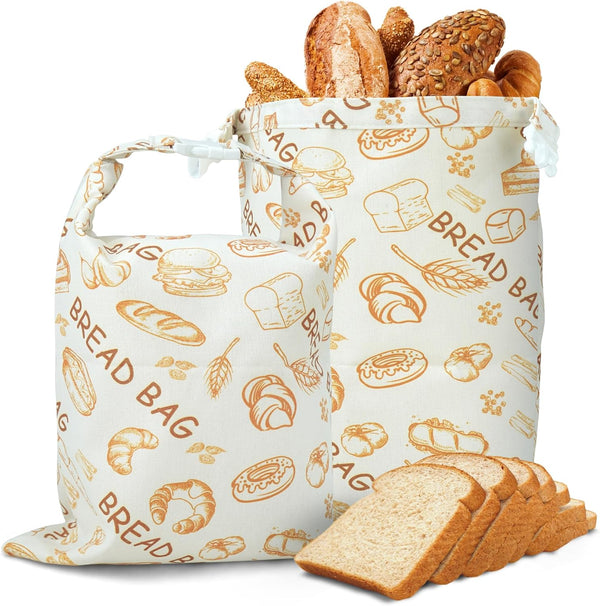 2 Pack Bread Bags For Homemade Bread,Cotton Beeswax Bread Bags For Sourdough,Waxed,Reusable