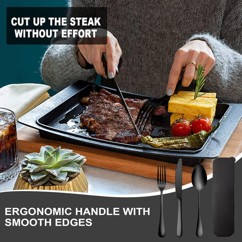 Portable Travel Utensils Set, 3 PCS Reusable Stainless Steel Cutlery Set with Case for Lunch Box, Camping