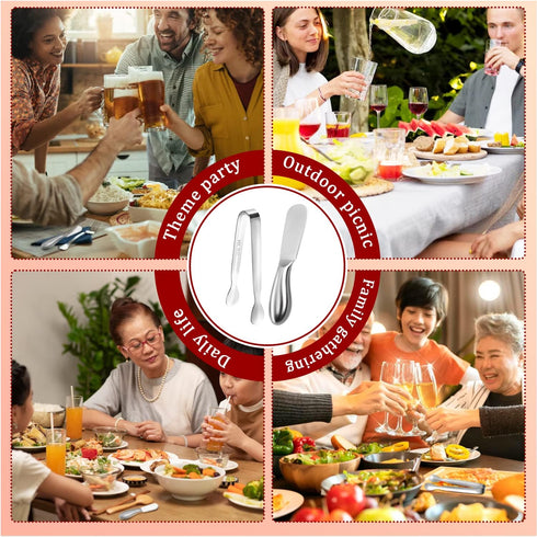 Butter Spreader Knife Set - 8 PCS Stainless Steel Cheese and Butter Spreaders with Mini Serving Tongs for Appetizers,