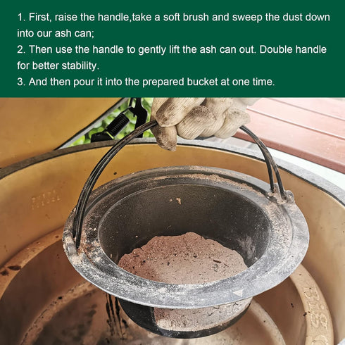 Upgrade Cast Iron Ash Can with Handle, Quantfire Charcoal Ash Basket Big Green Egg Accessories Must Haves Kamado Ash