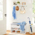 SONGMICS Entryway Hanging Coat Rack, Wall-Mounted Wooden Shelf with 4 Double Hooks