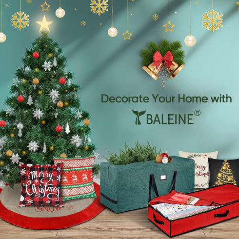 BALEINE Christmas Wrapping Paper Storage Organizer, 40" Durable 600D Oxford Fabric Bag with Pockets for Holiday