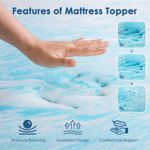 Twin Mattress Topper - 2 Inch Gel Memory Foam Bed Topper for Twin Size Bed, CertiPUR-US Certified, Blue