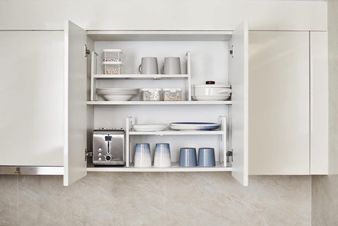 Nxconsu Cabinet Shelf Expandable Height Adjustable Organizer Riser for Kitchen Cabinet, Pantry, Under Sink
