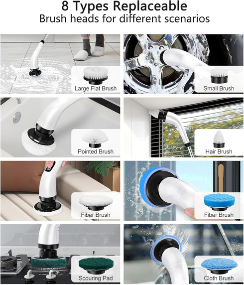 Electric Spin Scrubber Replacement Heads, 8 in 1 Cleaning Brush for ANS-8051A/8050 Power Shower Scrubber