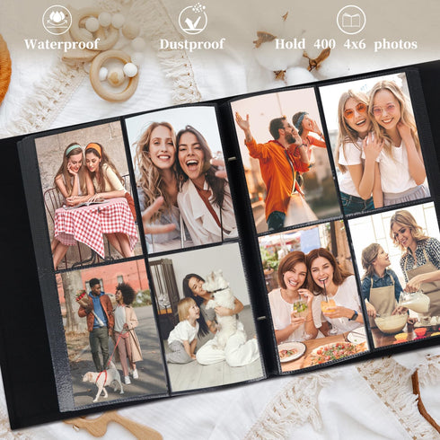 Artmag Fabric Photo Album 4x6, 400 Large Capacity Linen Album for Family Wedding, Holds 400 Vertical Photos