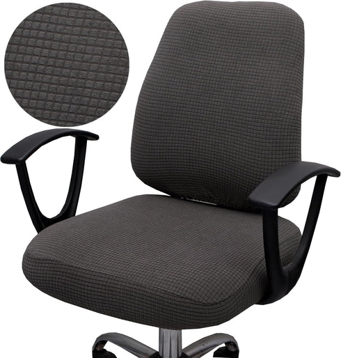 Computer Office Chair Cover, Stretchable Universal Rotating Chair Slipcover (ZZ Dark Grey Walf Checks)