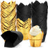 Augshy 120 Pcs Graduation Cupcake Liners, Black and Gold Tulip Aluminum Foil Baking Cups for Grad Wedding Birthday