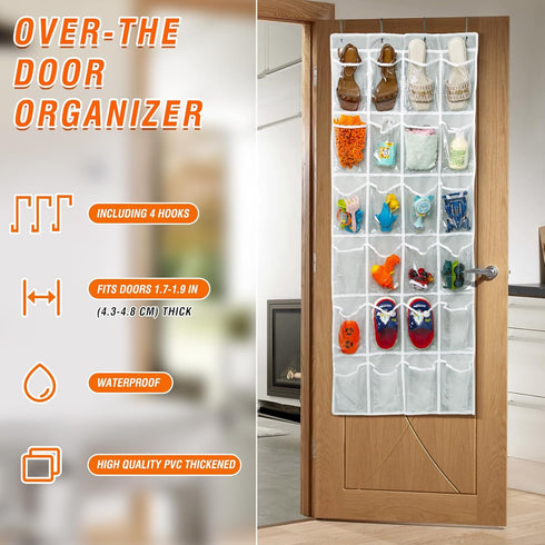 24 (56" 22.5") GOMAJI Over the Door Pocket Hanging Shoe Organizer, Space Saving Hanging Storage Holder, Gray, X
