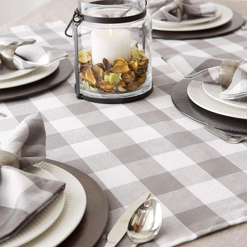 DII Buffalo Check Collection Classic Farmhouse Tablecloth, Gray & White Table Topper, 40x40