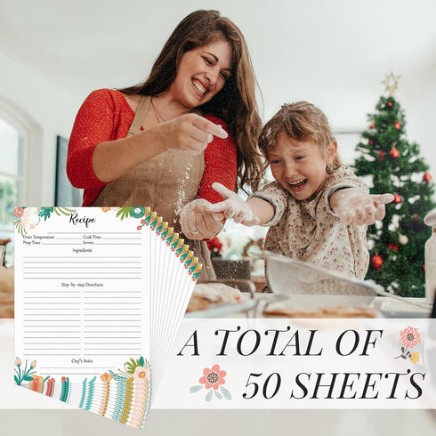 50 Sheets Full Size Recipe Paper Refill Pages, 8.5 x 11 Inch for Recipe Binder Book