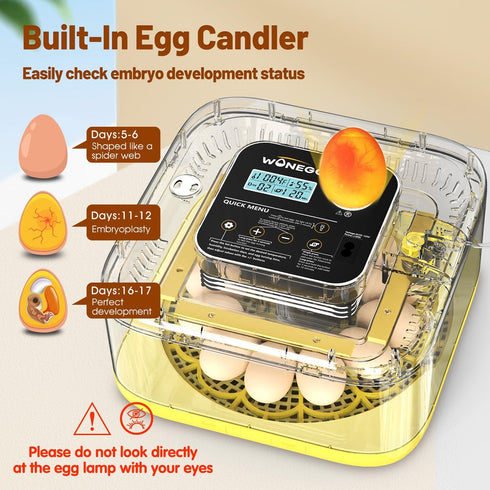 12 Incubator for Hatching Eggs, Eggs Incubator with Automatic Egg Turning, Temperature & Humidity Control, LED Egg