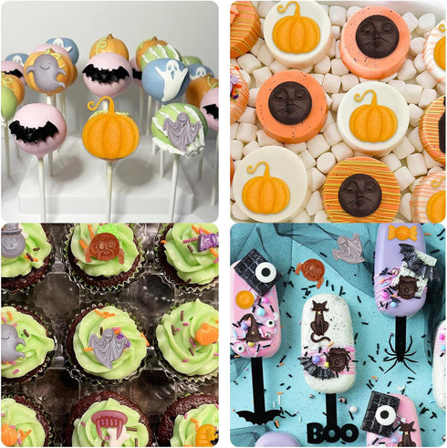 Halloween Candy Molds, Pumpkin Skull Ghost Silicone Molds for Cake Decorating and Fondant Cupcake Topper