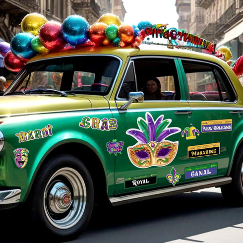 Mardi Gras Magnets Decorations, Refrigerator Magnets for Kitchen, Carnival Fridge Stickers and Dishwasher Cover