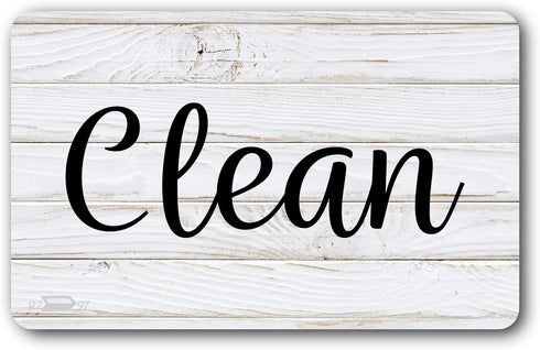 Black & White Wood Clean Dirty Magnet for Dishwasher, Reversible Sign Indicator for Rustic Farmhouse Kitchen Decor