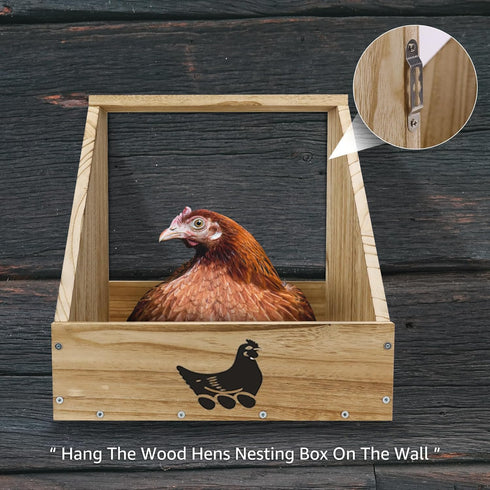 Wooden Chicken Nesting Box for Chickens, Sturdy Wall Mount Egg Laying Box for Hens, Chickens, and Ducks (2 Pack)