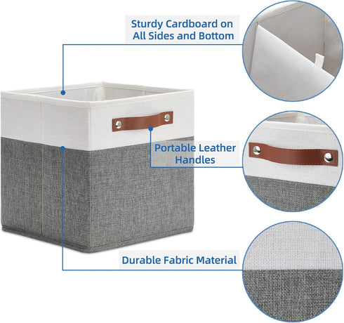Temary 4 Pack Cube Storage Bins, 11×11 Fabric Storage Baskets with Handles, Collapsible for Shelf