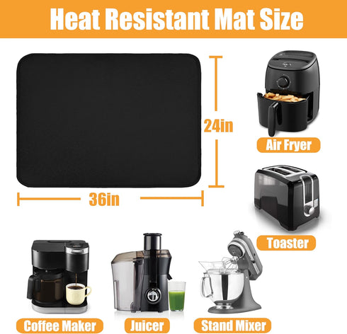Heat Resistant Kitchen Mats for Countertop 24x36in, Coffee Bar Mat to Protect Quartz Countertop