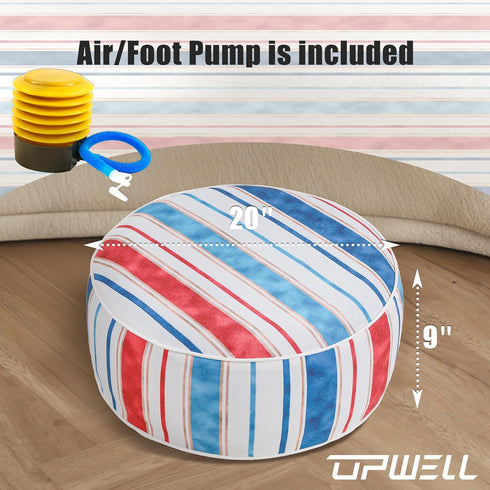 D20 xH9LeisureLift UPWELL Waterproof Inflatable Outdoor Ottoman Pouf,Portable Patio Footrest, Durable & Stylish