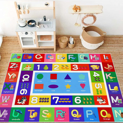 ABC Kids Play Rug - Number Alphabet Shape Fruit Learning Educational Area