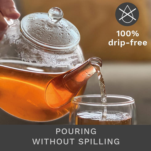 Creano Glass Teapot 54oz (1600ml) with Integrated Stainless Steel Infuser and Glass Lid for Loose Teas
