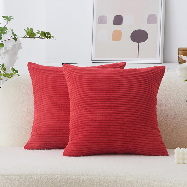 Home Brilliant Red Pillow Covers, Decorative Throw Pillow Covers for Couch Set of 2, 40x40cm, 16 x 16 Inch