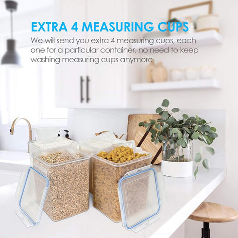 5.2L 175oz, 4 4 24 Vtopmart Large Food Storage Containers / Pieces BPA Free Plastic Airtight Canisters for Flour
